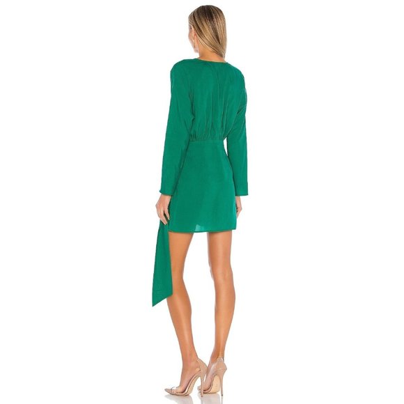 L'Academie The Lorriana Mini Dress in Green Medium Women's Wrap Blouson - Picture 2 of 10